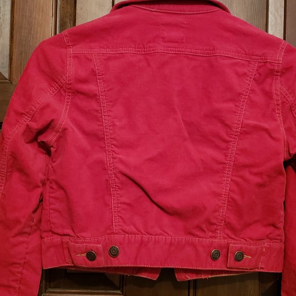 Old Navy sz. SMALL ladies corduroy jacket, long sleeve; Eisenhower style; red - Picture 6 of 6